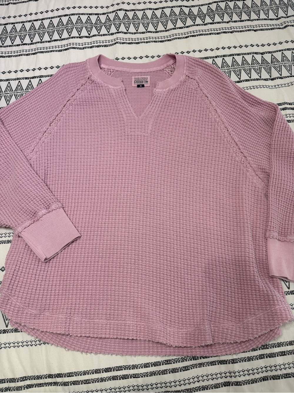American Eagle Outfitters Waffle Knit Scoop Sweater - Dusty Pink
